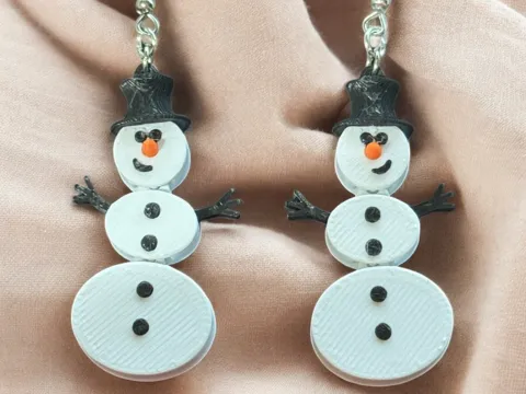 Articulated Snowman Earrings - Print in Place