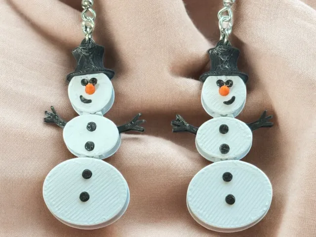 Articulated Snowman Earrings - Print in Place