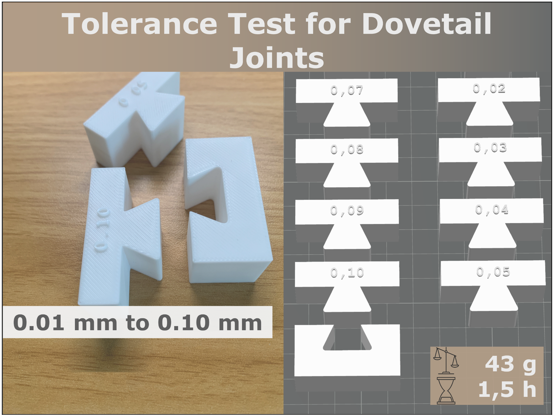 Tolerance / Clearance Test for Dovetail joints