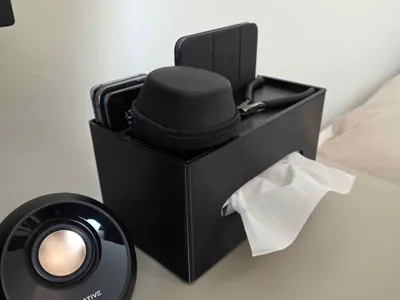Tissue box with storage 