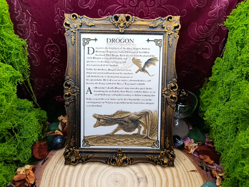 Drogon Dragon Plaque – Antique-Style Layered Print
