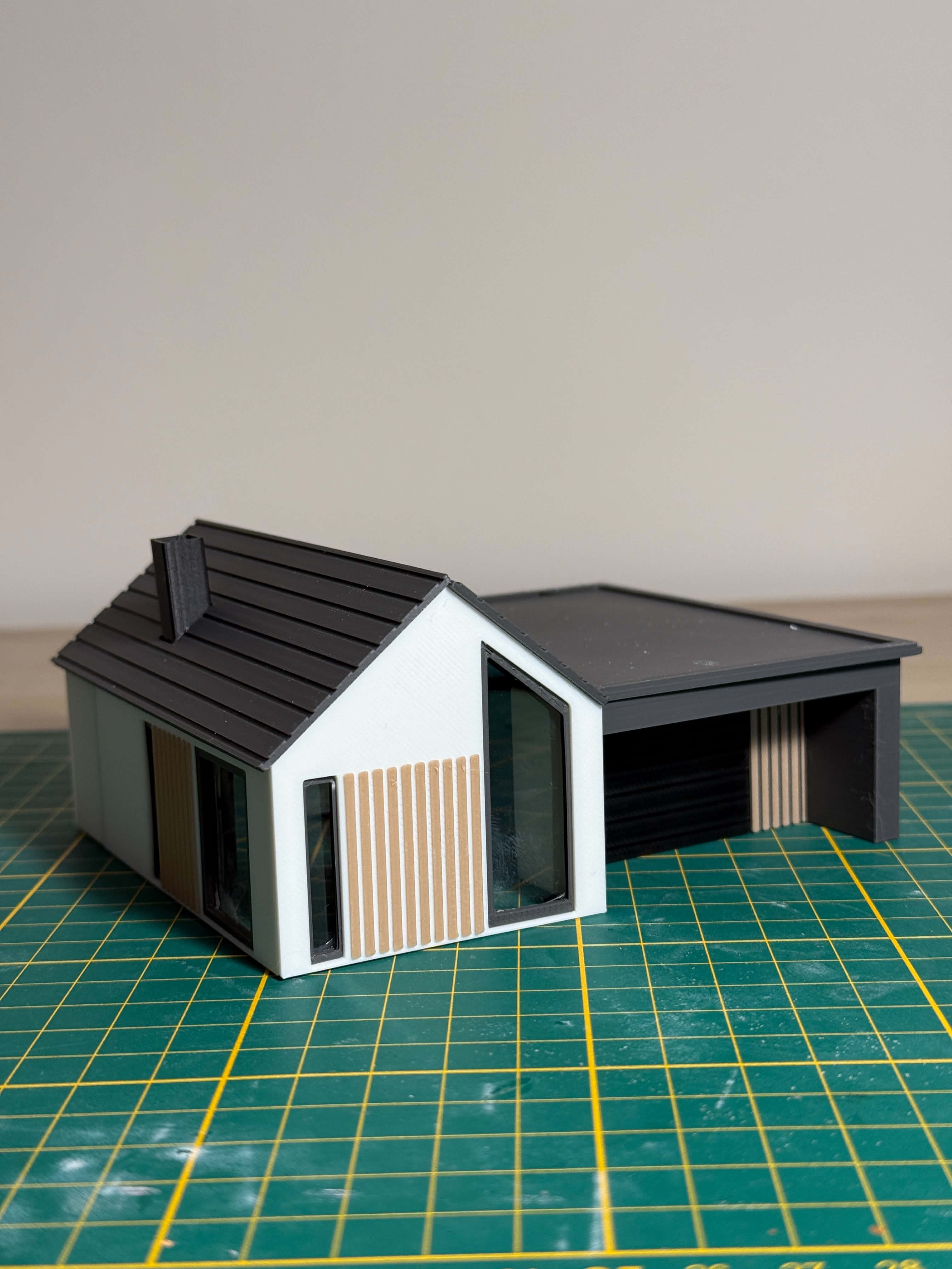 Modernist House with Garage – HO Scale (1:87) - Free 3D Print Model ...