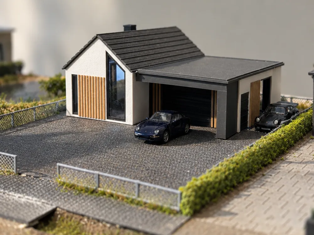 15 Ho Layout Modernist House with Garage – HO Scale (1:87) - Free 3D Print Model ...