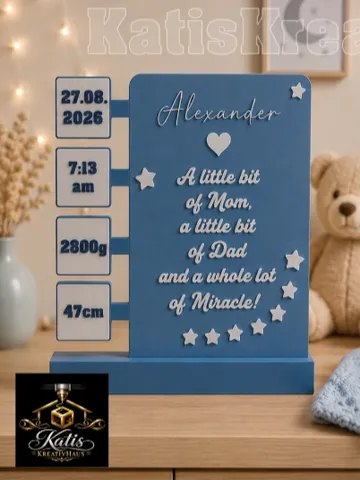Modelo para impresión 3D: Geburt Rahmen Tafel personalisierbar Geschenk Baby — vista de referencia 2