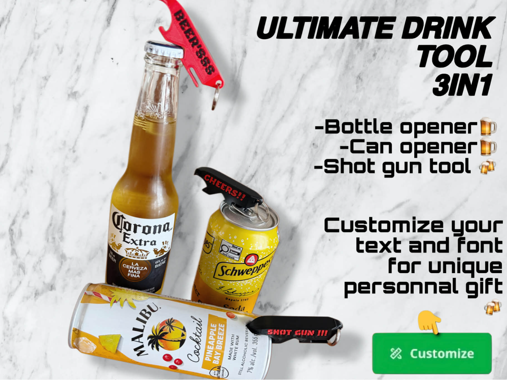 Ultimate Custom Beer’sss Keychain Bottle Opener