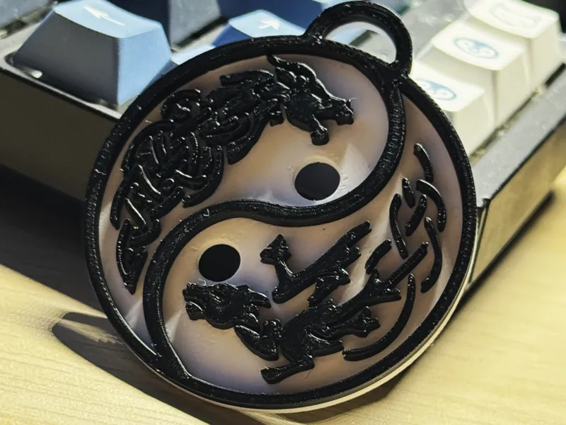 Yin Yang dragon key chain - no AMS