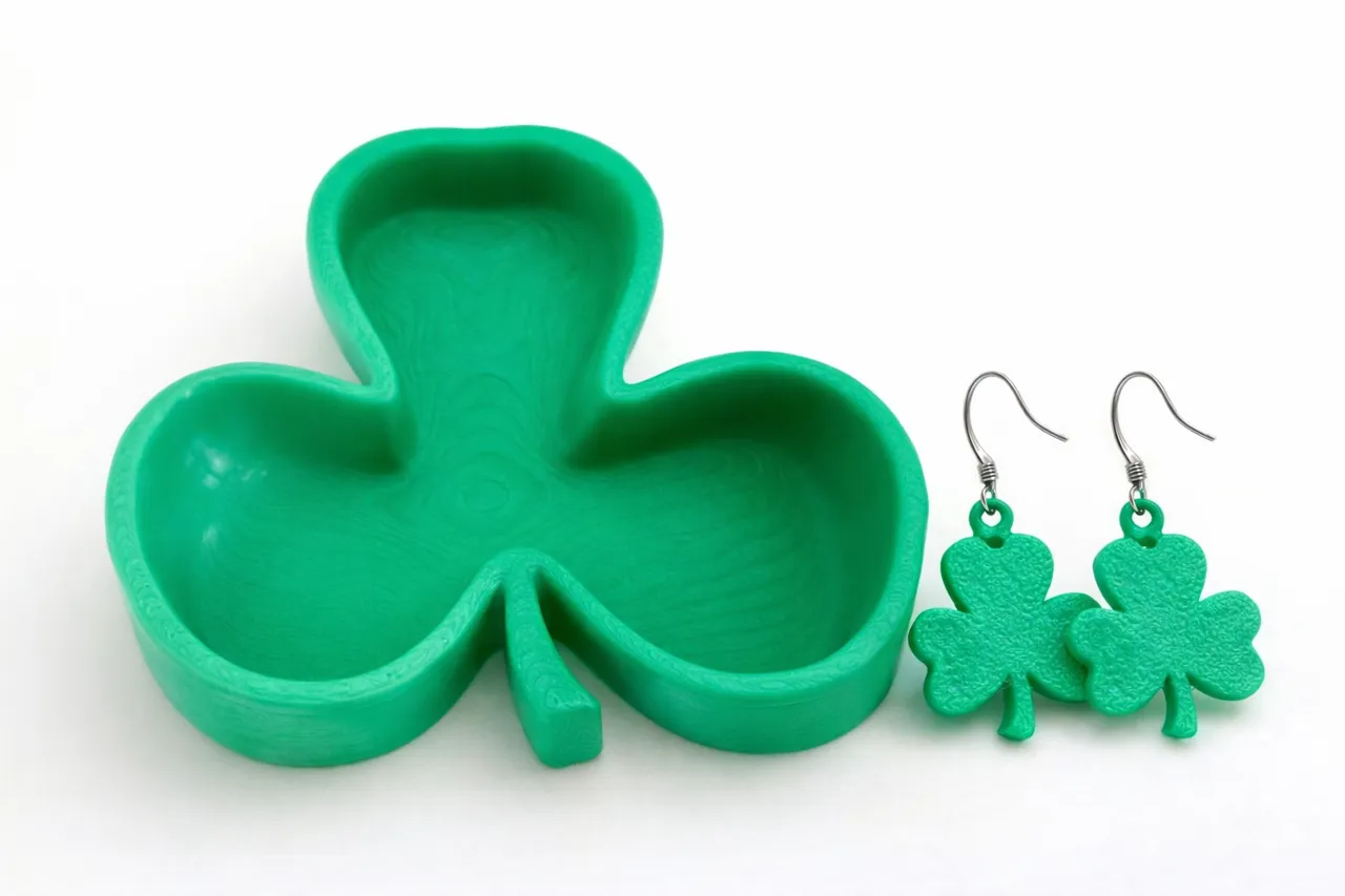 Lucky Shamrock Trinket Tray & Clover Earrings view 2