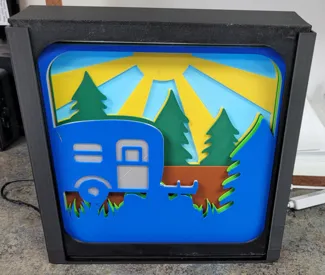 Illuminated 3D Camping Shadow Box