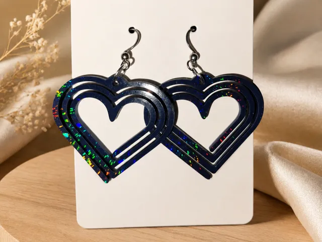 Boucles d'oreilles coeur triple