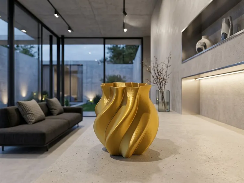 Modern, fat spiral vase