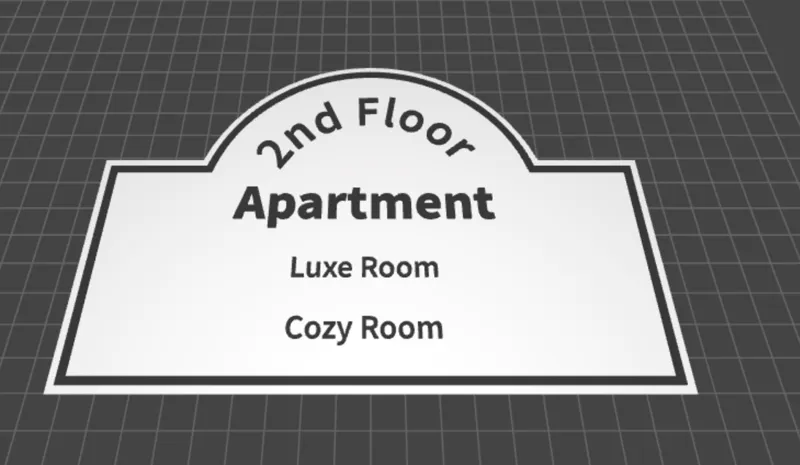 Apartment Sign 2nd Floor with Room Names