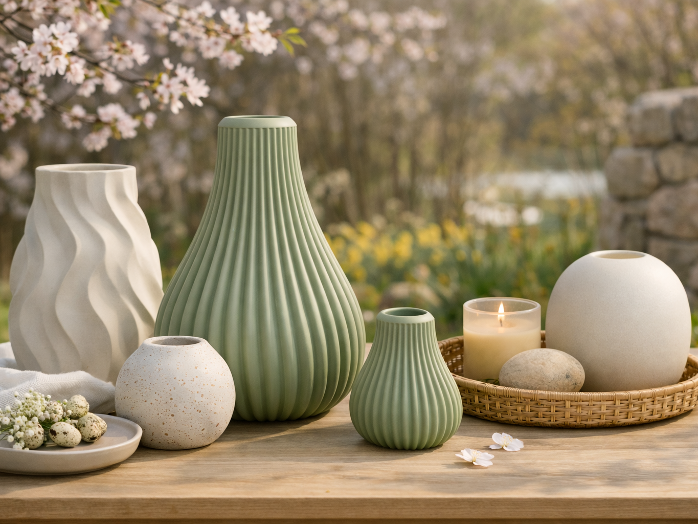 Japandi Ribbed bulbous vase shape - Japandi Design