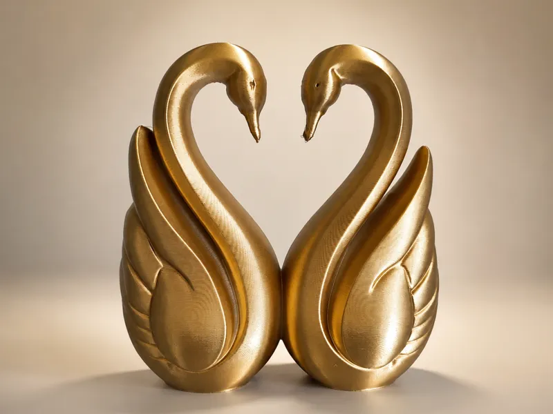 Elegant Swan Couple – Romantic Heart Sculpture