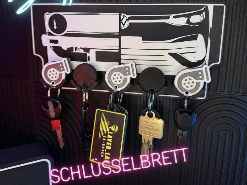 VW Golf Schlüsselbrett 3D Druck Turbo Design