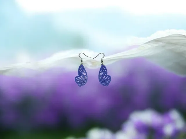 Butterfly purple wing earrings