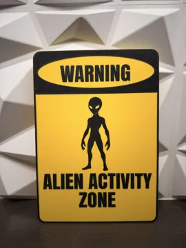 Letrero o emblema decorativo: cartel alien activity zone — vista de referencia 4
