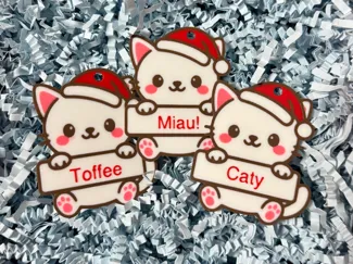 Christmas Cat Ornament with Text (Custom)