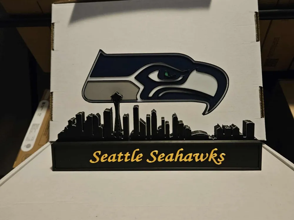 NFL Seattle Seahawks with new skyline Display! V2 - Free 3D Print Model ...
