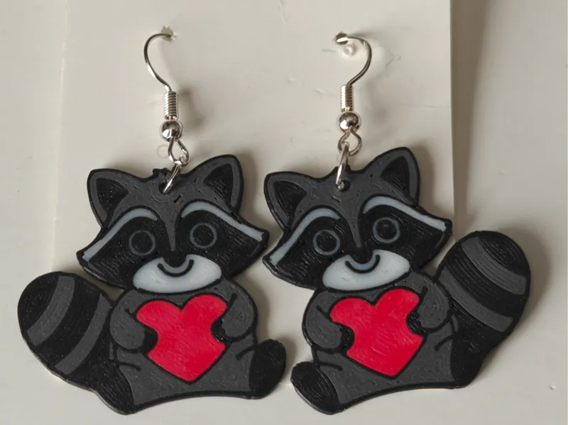 Racoon Heart Earrings 
