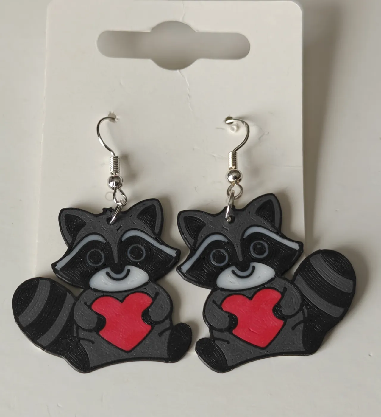 Racoon Heart Earrings view 2