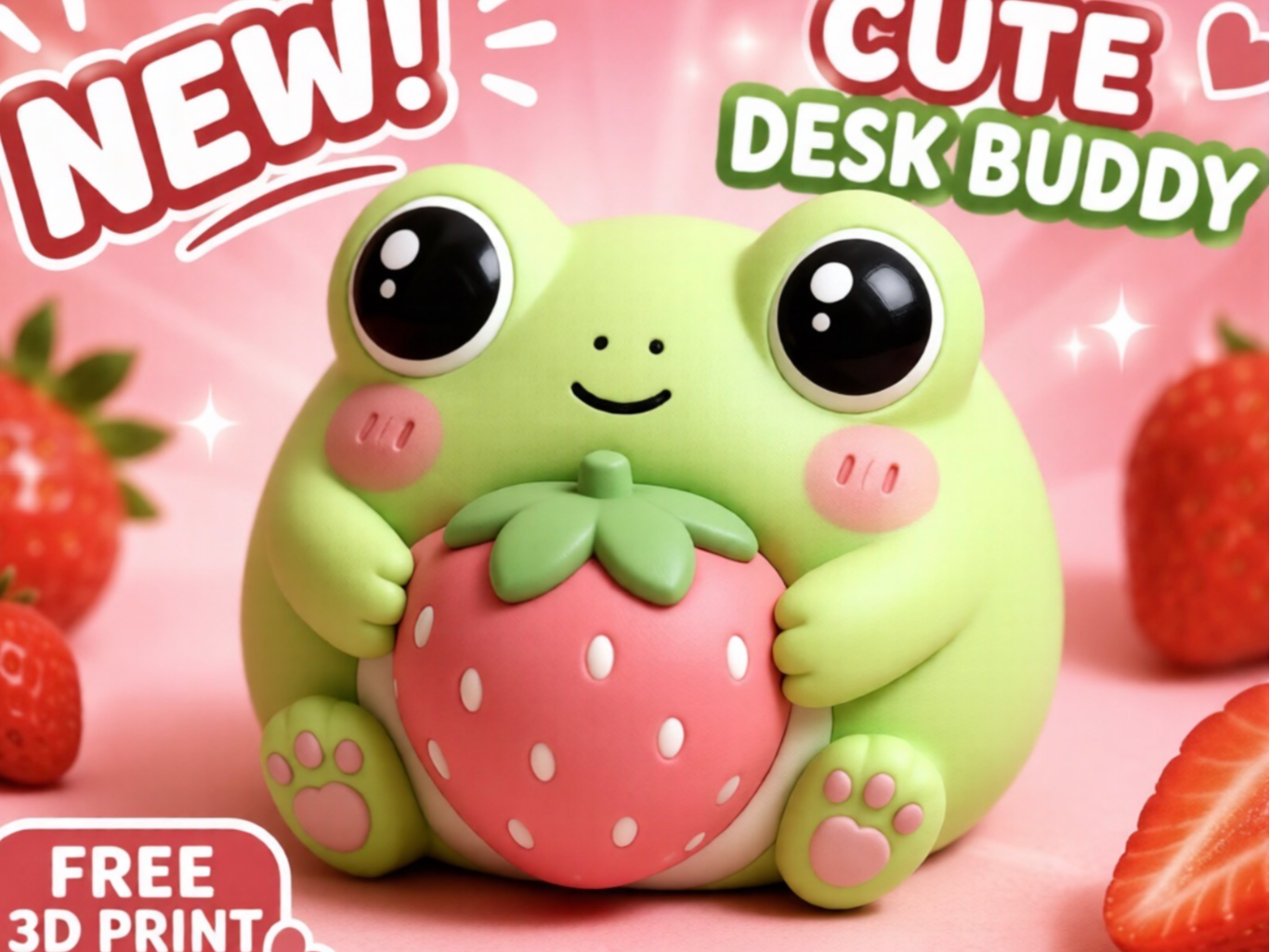 Strawberry Blob Frog – Cute Desk Buddy