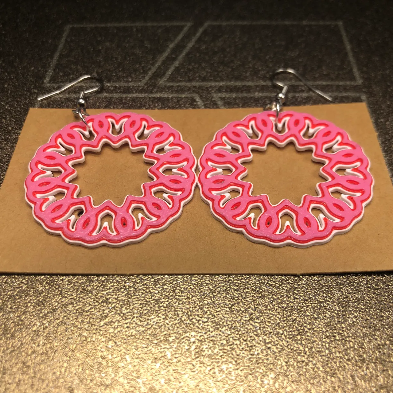 Valentines Heart Mandala earrings 0.4 mm AMS view 3
