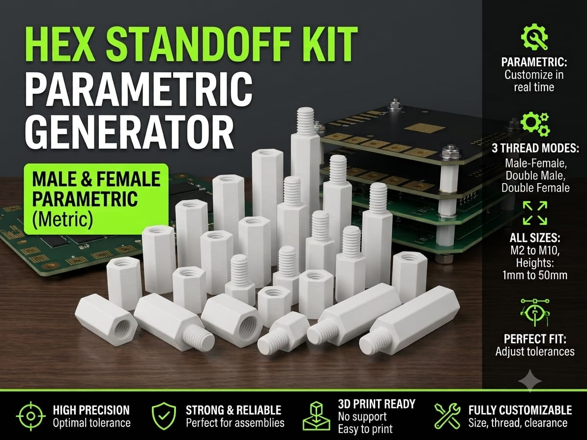 Parametric Hex Standoff & Spacer Generator