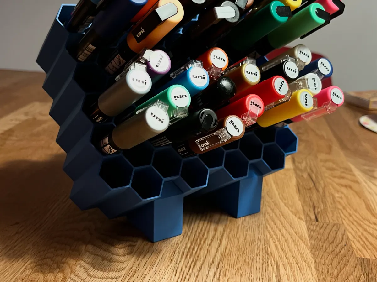 Posca Pen holder x 54 with wider stand - Free 3D Print Model - MakerWorld