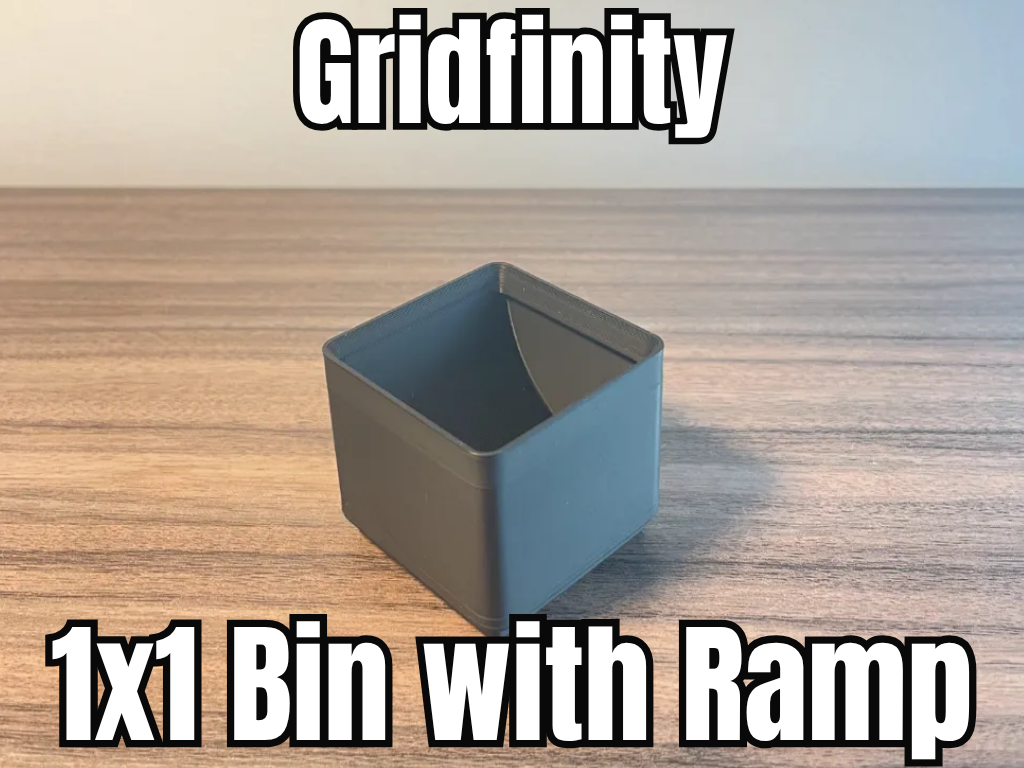 Gridfinity 1x1 Bin with Ramp | Easy-Access Curve