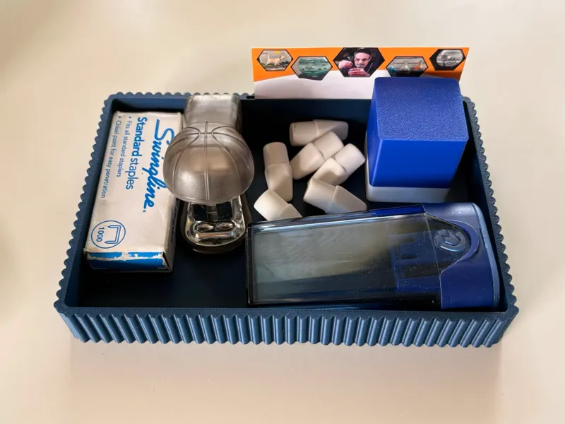 Modern Desk Tray + Card Holder - Ribbed Organizer