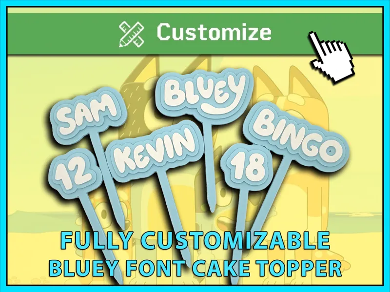 Bluey Font Custom Cake Topper Maker
