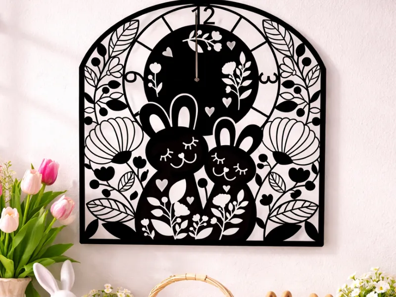 Easter Bunny Wall Clock – Decorative Spring Design