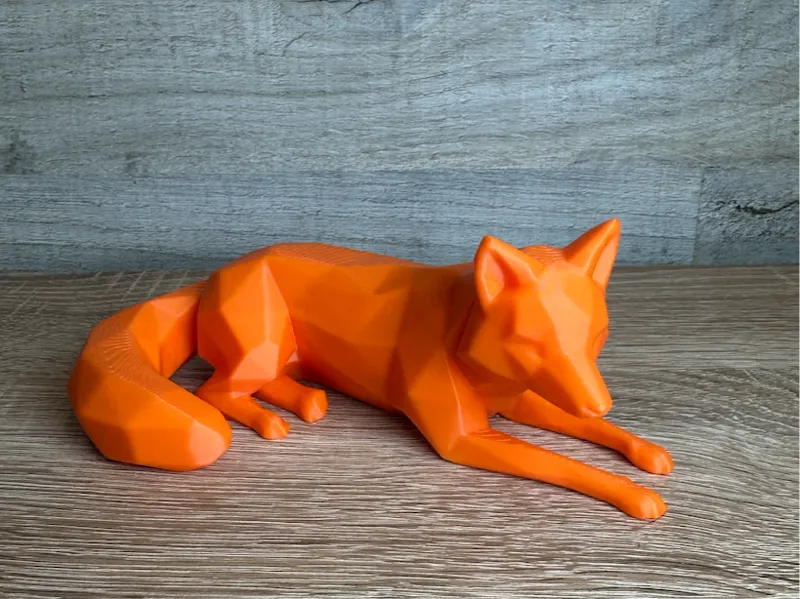 Lying Fox: Low-Poly Geometric Sculpture