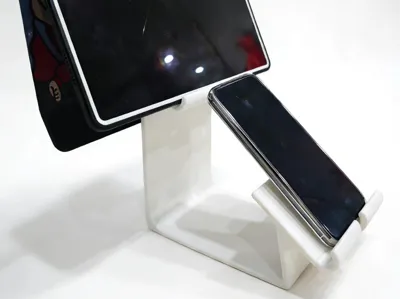 Two-in-one Dual Phone and Tablet Stand (available in models with and without storage) Versatile Desktop Stand for Binge-watching Office Live Streaming and Dual Device Setup