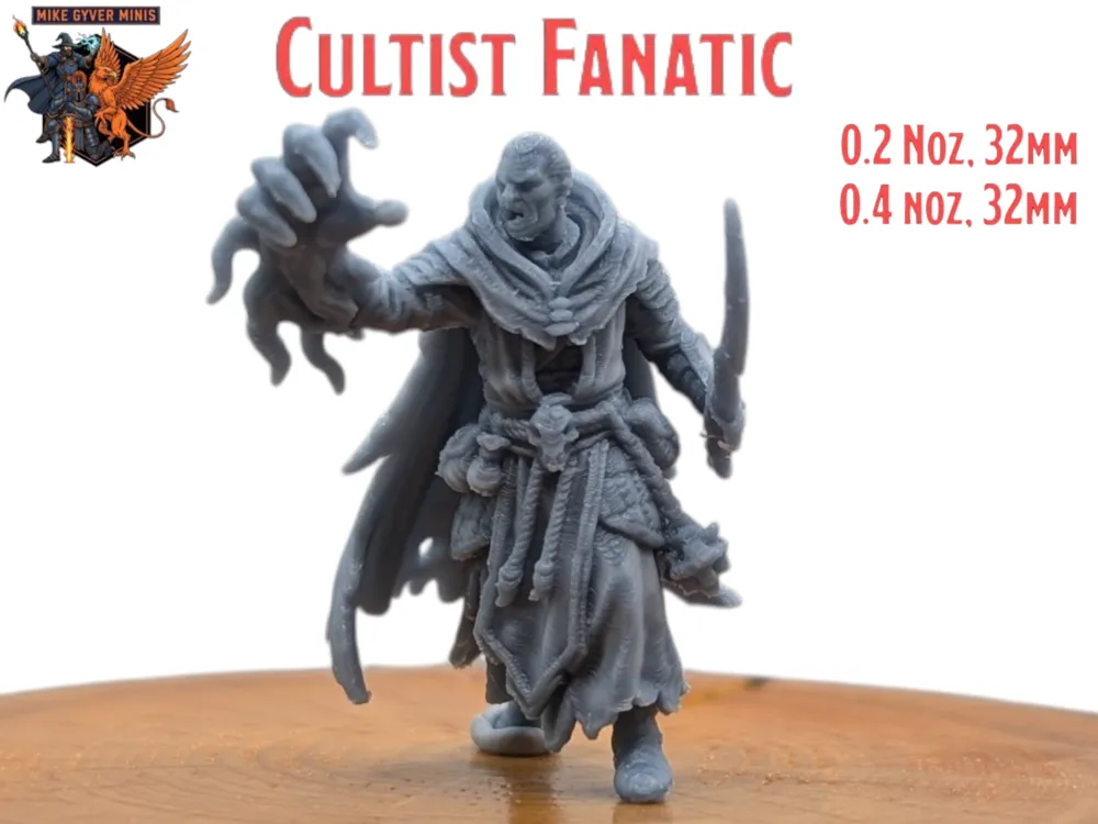 Escenografía en miniatura: Cultist Fanatic - MGM Print-Ready Mini. Referencia del modelo original.