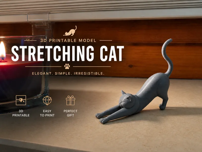Stretching Cat - Minimal model - perfect print