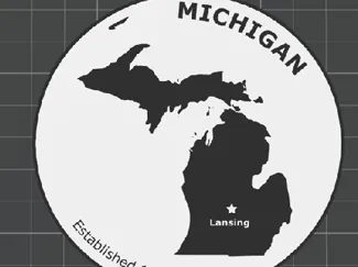 State of Michigan info coaster 95mm