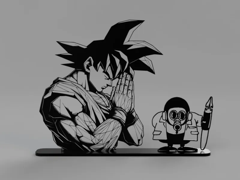 Goku and Tori-Bot commemorative stand