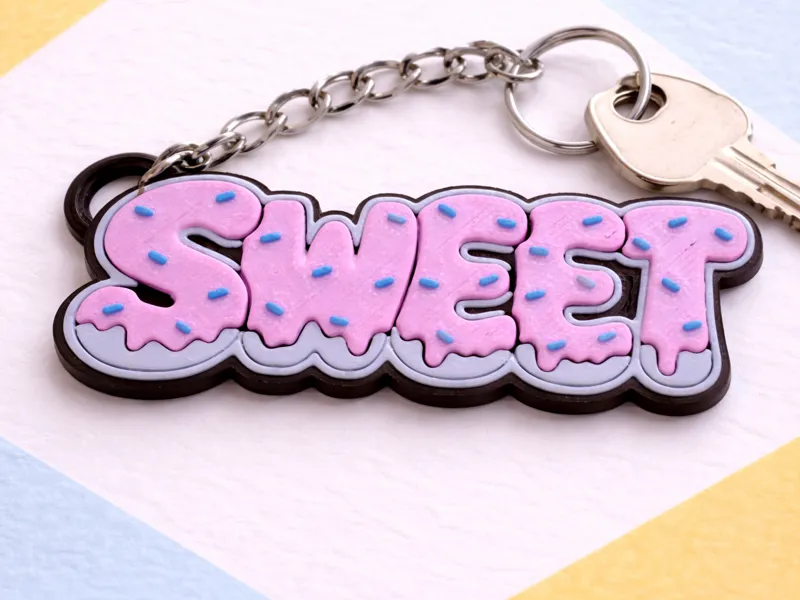Sweet Donut Keychain - Fun 3D Lettering
