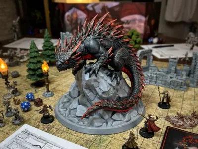 Spiky Wingless Drake – Tabletop Boss & Decor