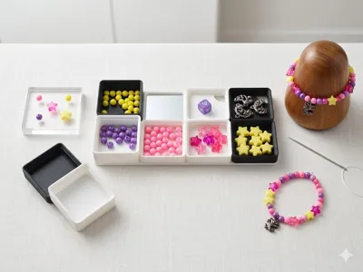 Gridfinity Bead Organizer with Pouring Aid