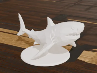 Low Poly Shark Stand