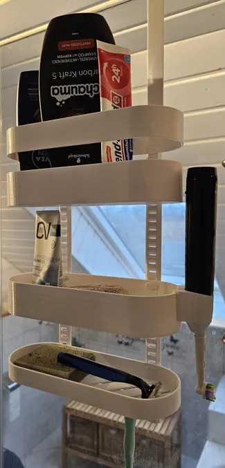 Customizeable and changeable shower shelf system