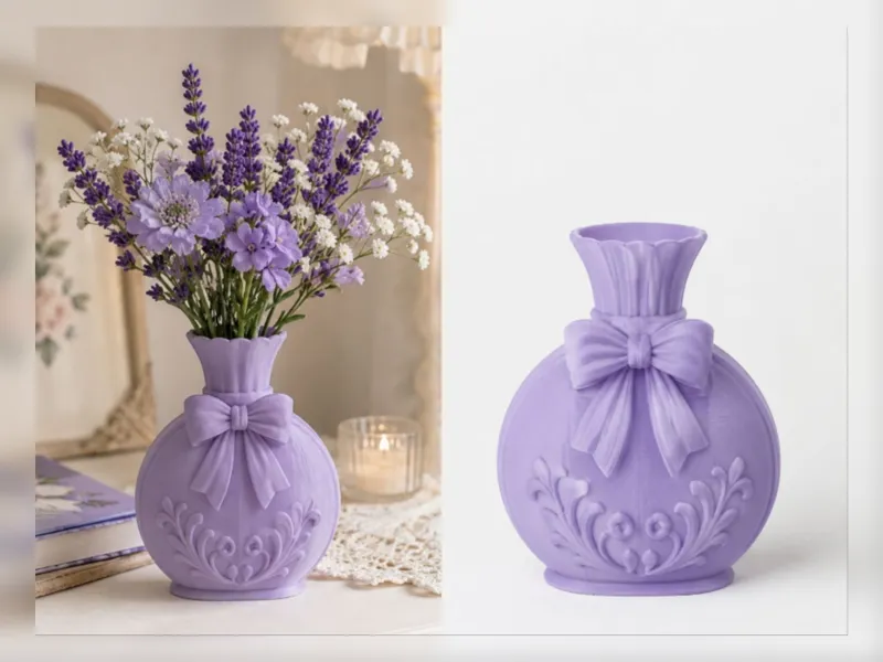 Lavender Bow Floral Vase