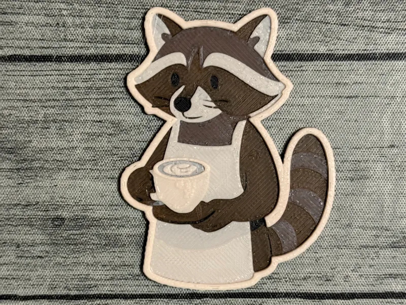 Raccoon Barista Magnet