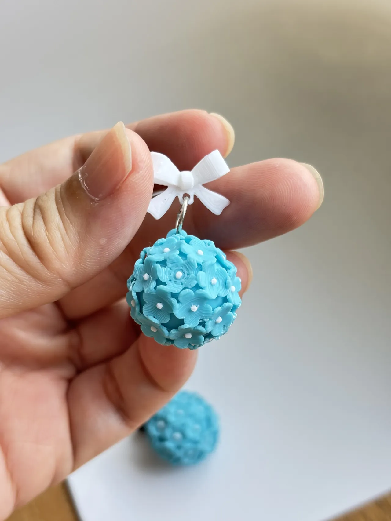flower ball earrings view 2