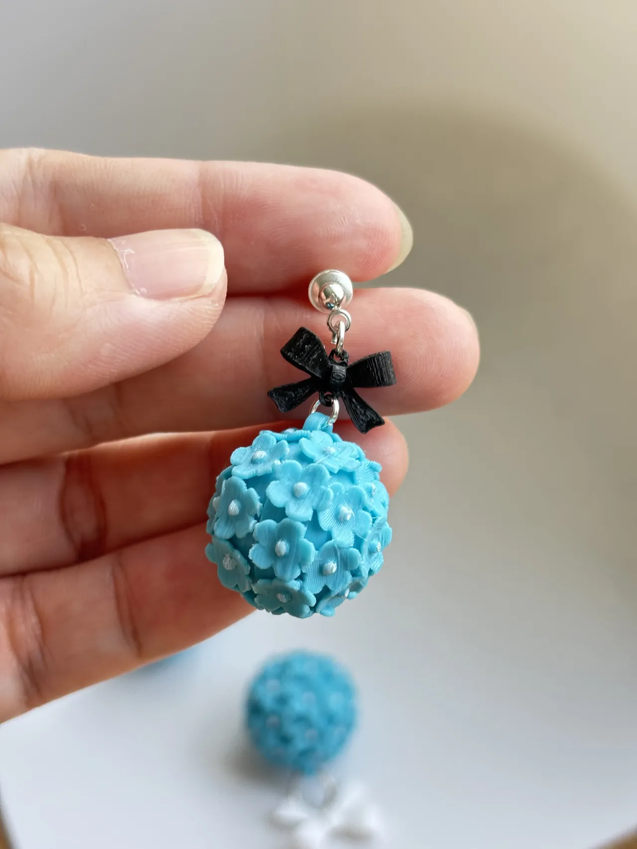 flower ball earrings view 3