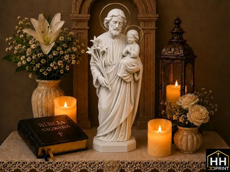 SÃO JOSÉ E MENINO JESUS - COM ARO DOURADO"SEM AMS"