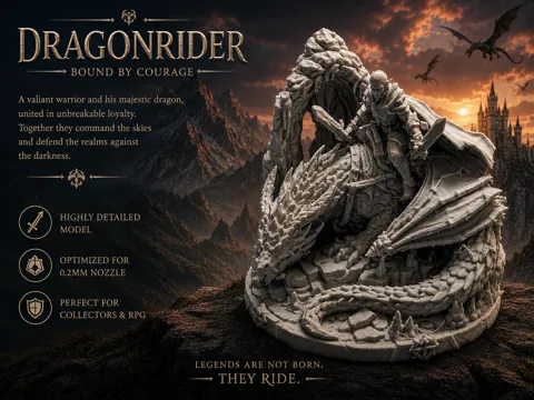 Adorno temático: Dragonrider – Bound by Courage — referencia de MakerWorld