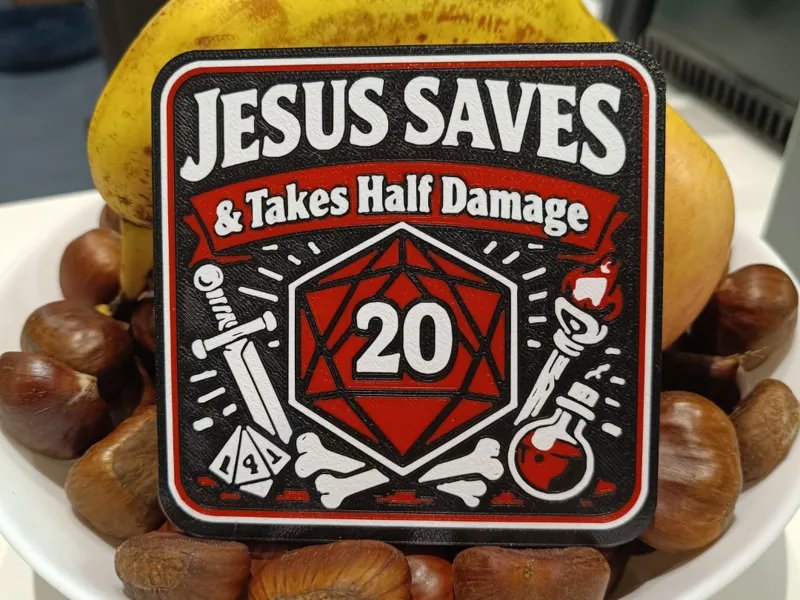 D&D Coasters – “Jesus Saves & Takes Half Damage”